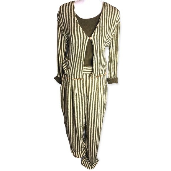 Chaus Sport Vintage Striped Beaded Bohemian 2-Piece Set - Picture 1 of 8